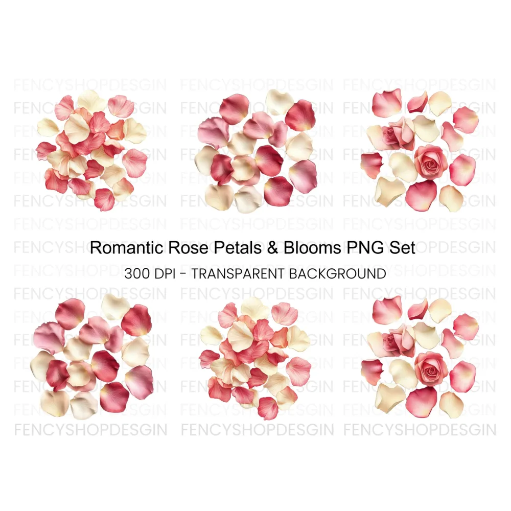 Elegant Rose Petals Clipart Bundle