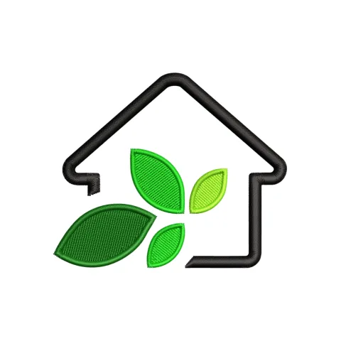 House Green Embroidery Design