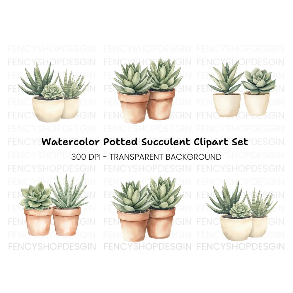 Succulent Plants Clipart Bundle