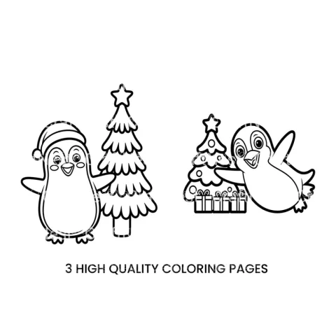 Cute Christmas Penguin Coloring Books