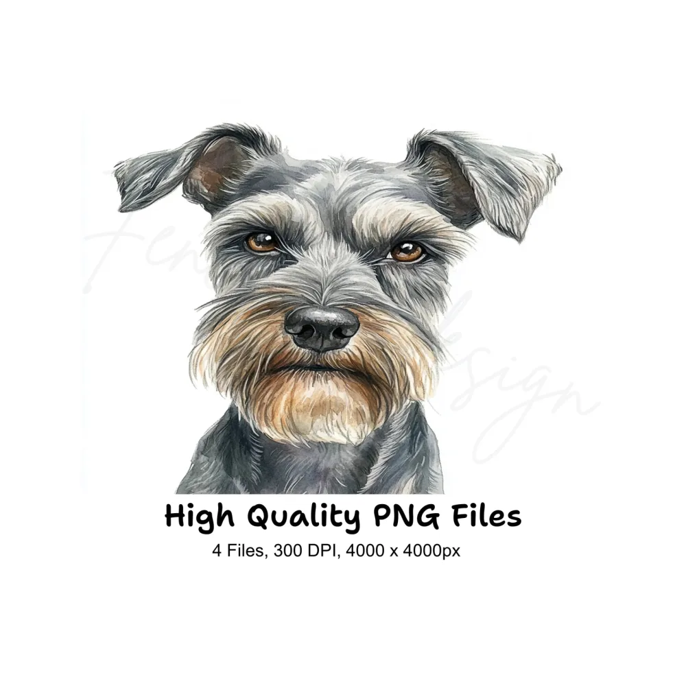 Miniature Schnauzer Face Clipart Bundle