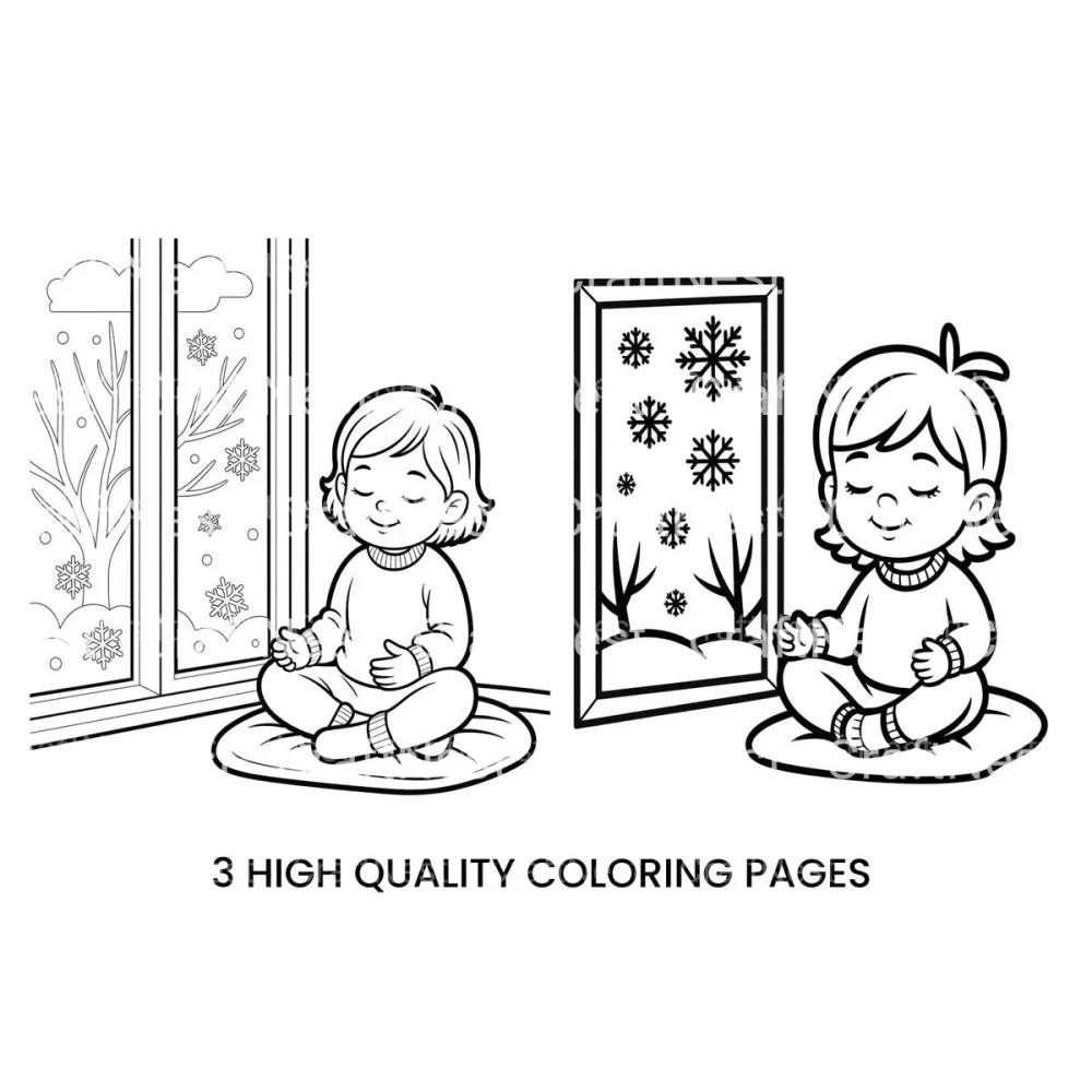Winter Meditation Scene Coloring Books