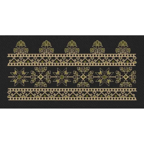 Gold And Green Geometric Endless Border Embroidery Design