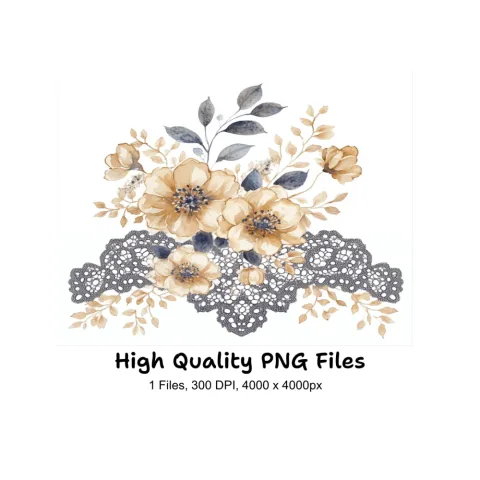 Floral Lace Clipart Bundle
