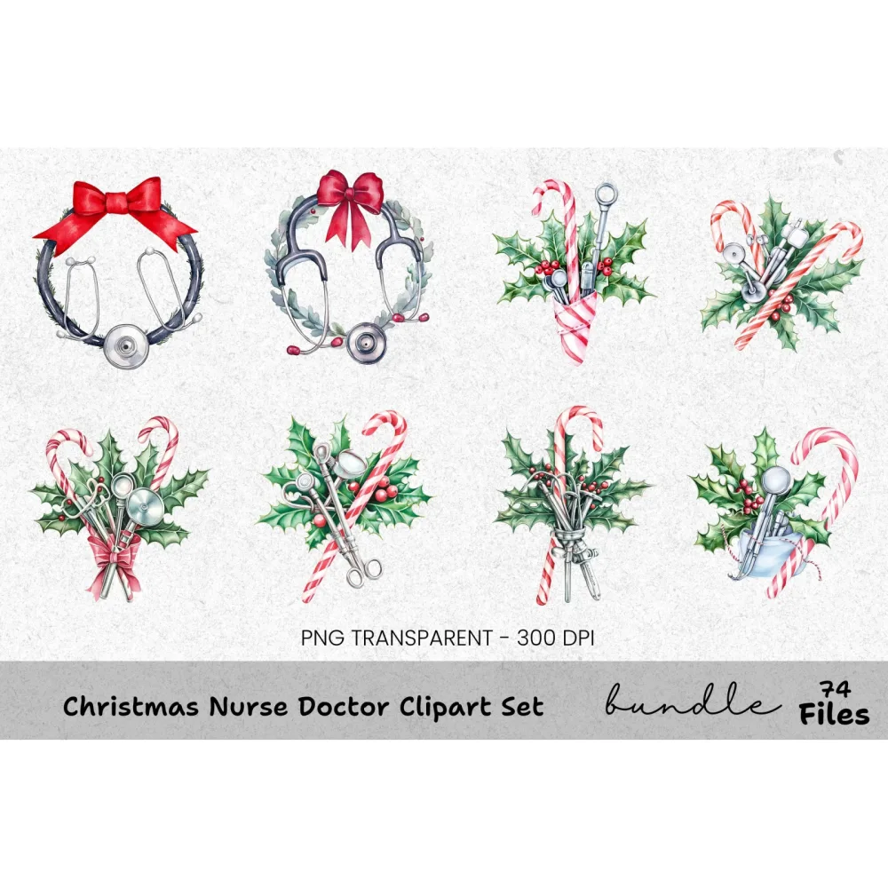 Christmas Nurses Clipart Bundle