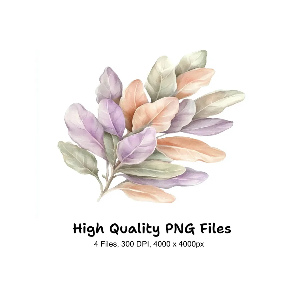 Pastel Botanical Leaf Clipart Bundle