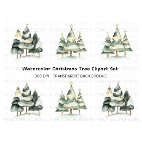 Christmas Tree Forest Clipart Bundle