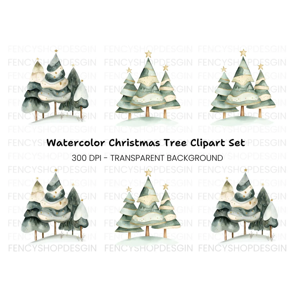 Christmas Tree Forest Clipart Bundle