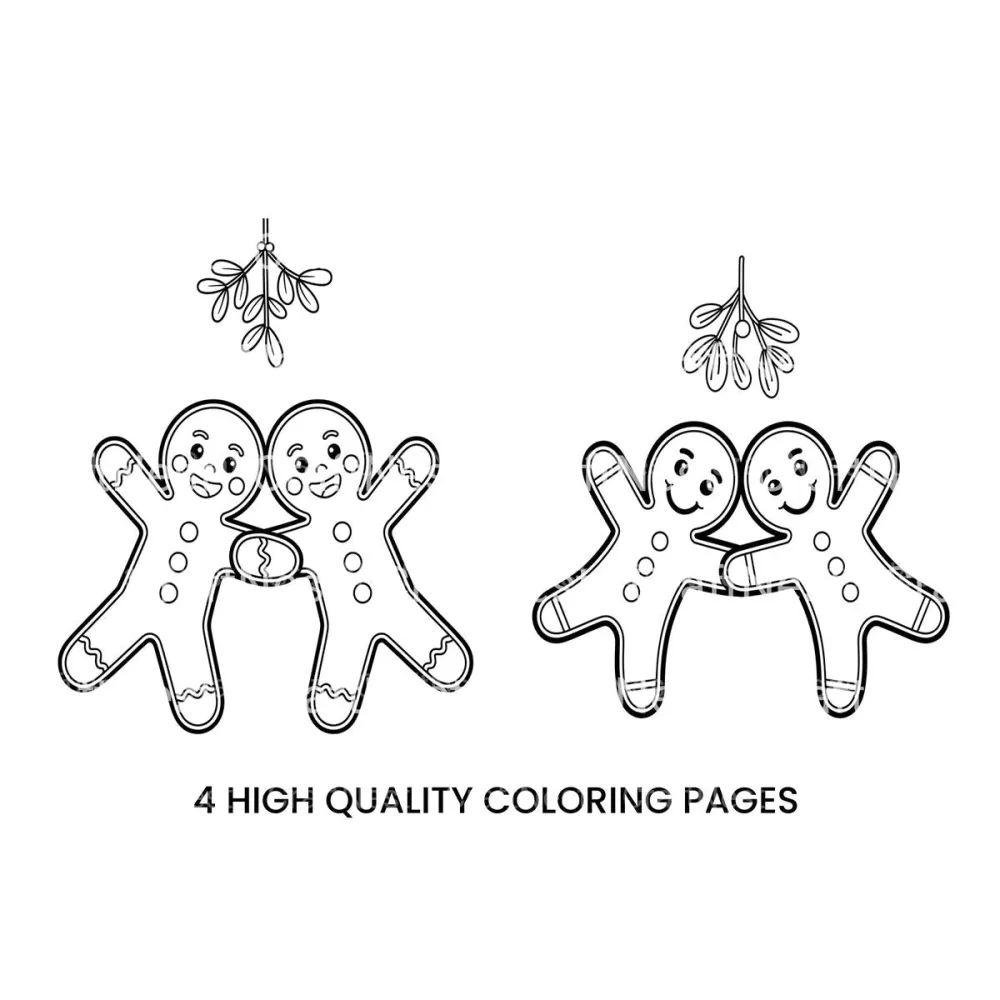Gingerbread Couple Mistletoe Coloring Books
