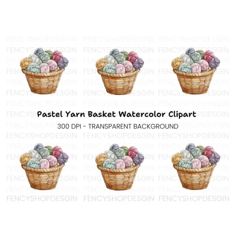 Cozy Yarn Basket Clipart Bundle
