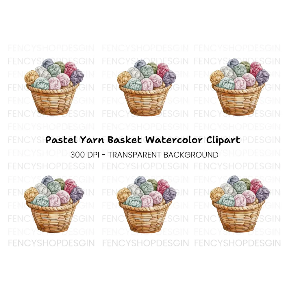 Cozy Yarn Basket Clipart Bundle