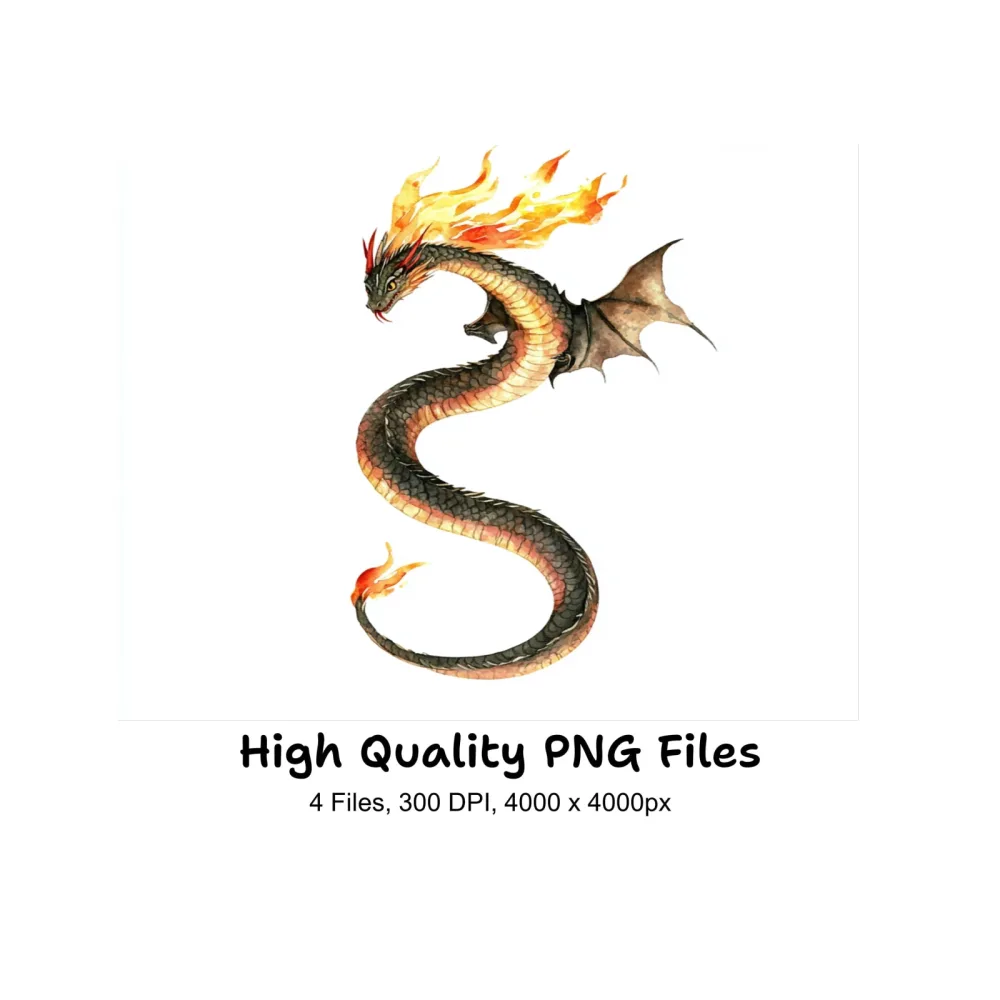 Fiery Dragon Clipart Bundle