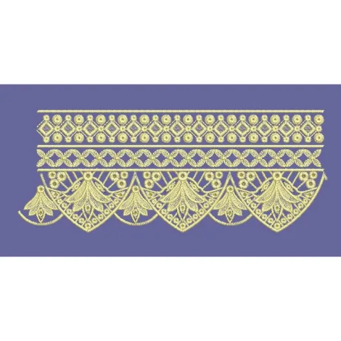 Scalloped Golden Lace Border Embroidery Design