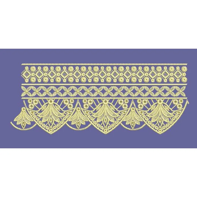 Scalloped Golden Lace Border Embroidery Design