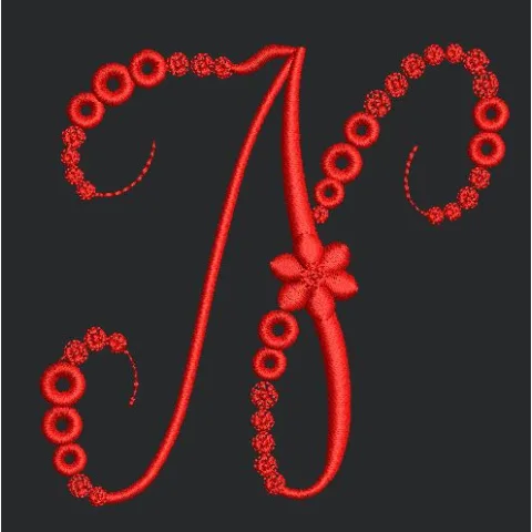 Floral Red Colour Embroidery Design