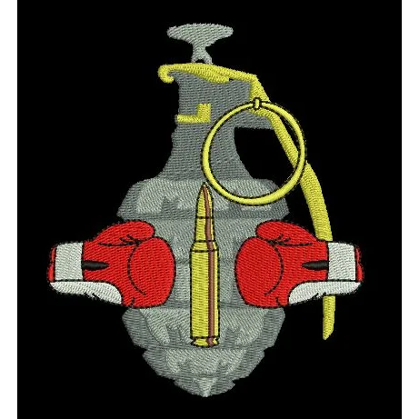 Grenade Bullet Boxing Gloves Embroidery Design