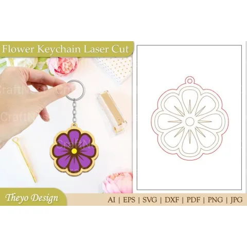 Flower Keychain SVG Bundle