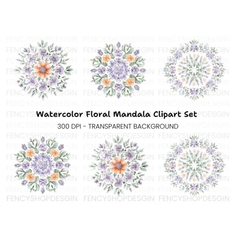Floral Mandala Clipart Bundle