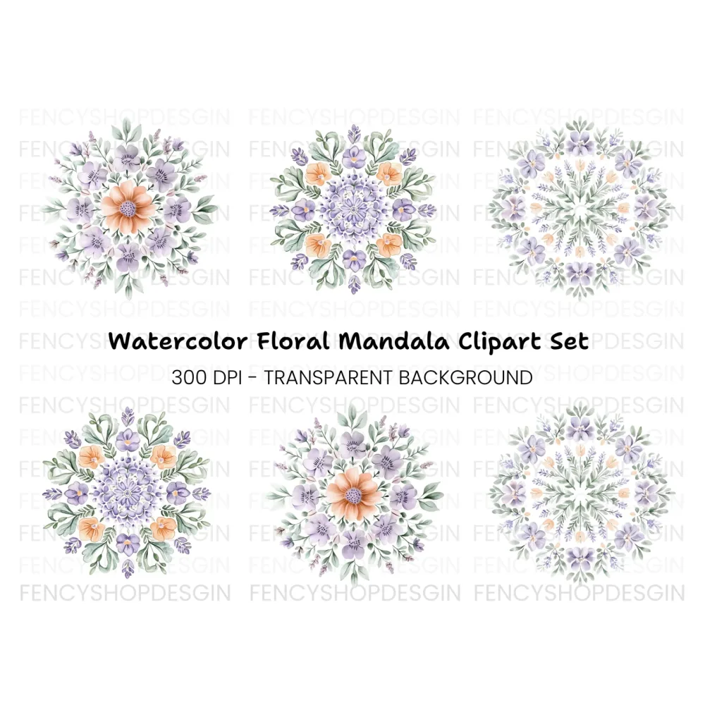 Floral Mandala Clipart Bundle