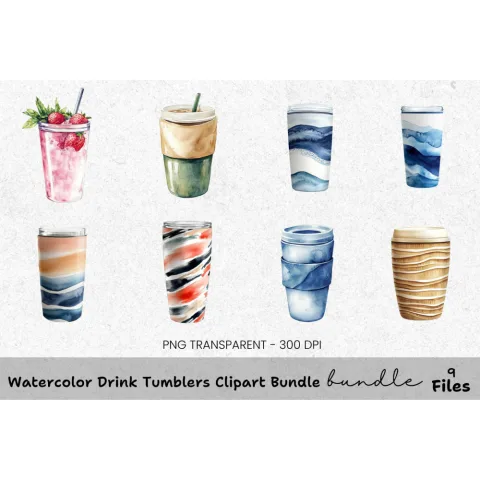 Drink Tumblers Clipart Bundle