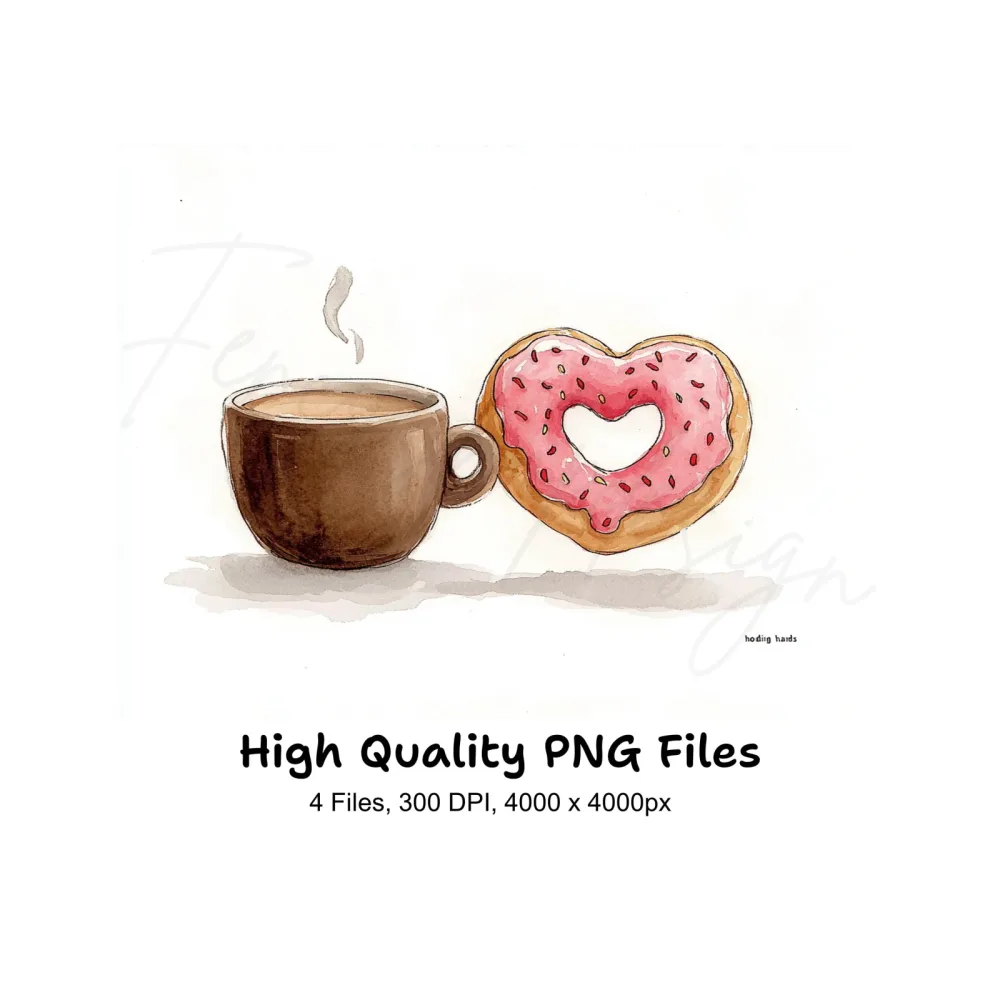 Coffee and Donut Love Clipart Bundle