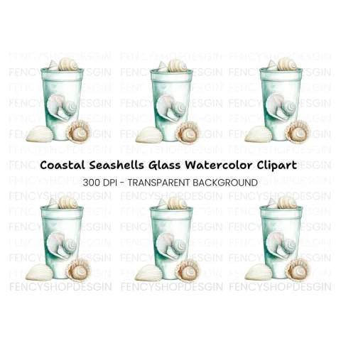 Seashells in Glass Clipart Bundle