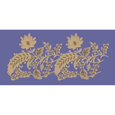 Botanical Blossom and Leaf Vine Border Embroidery Design