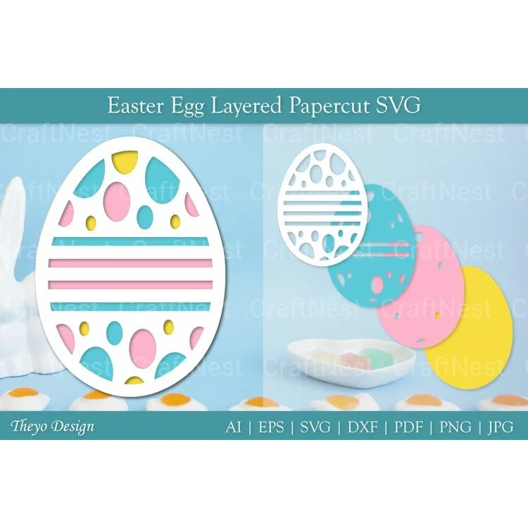 Easter Egg Layered Papercut SVG
