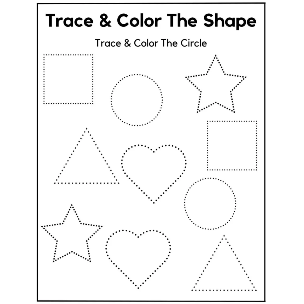 Trace and Color the Shape Worksheets