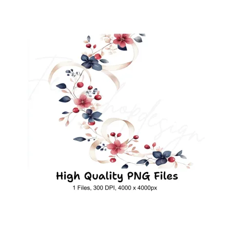 Floral Ribbon Corner Clipart Bundle
