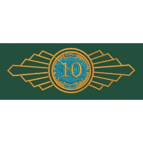 Golden Art Deco Ten Emblem Embroidery Design