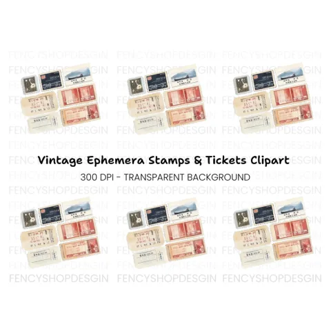 Vintage Asian Postage Stamps Clipart Bundle