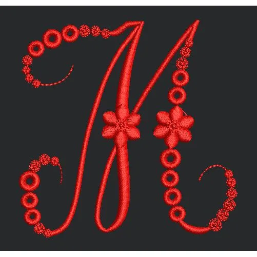Floral Red Colour Embroidery Design