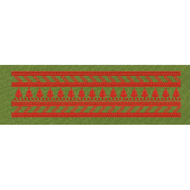 Floral Border Red & Green Embroidery Design