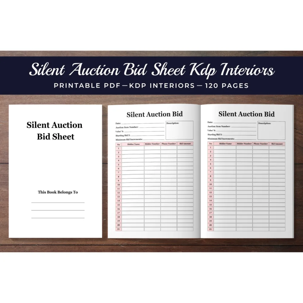 Silent Auction Bid Sheet Planner