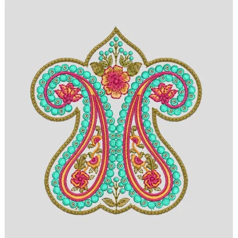 Paisley Swirl Colorful Motif Embroidery Design