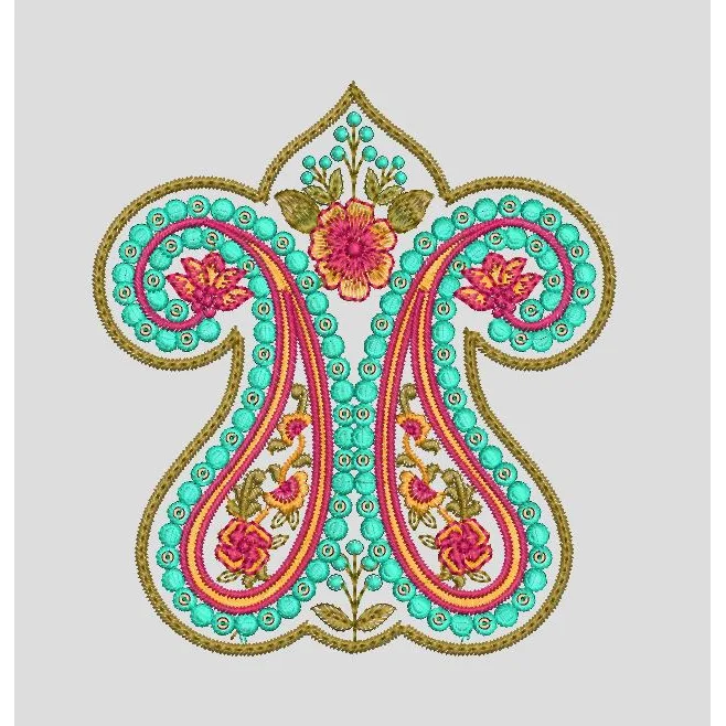 Paisley Swirl Colorful Motif Embroidery Design