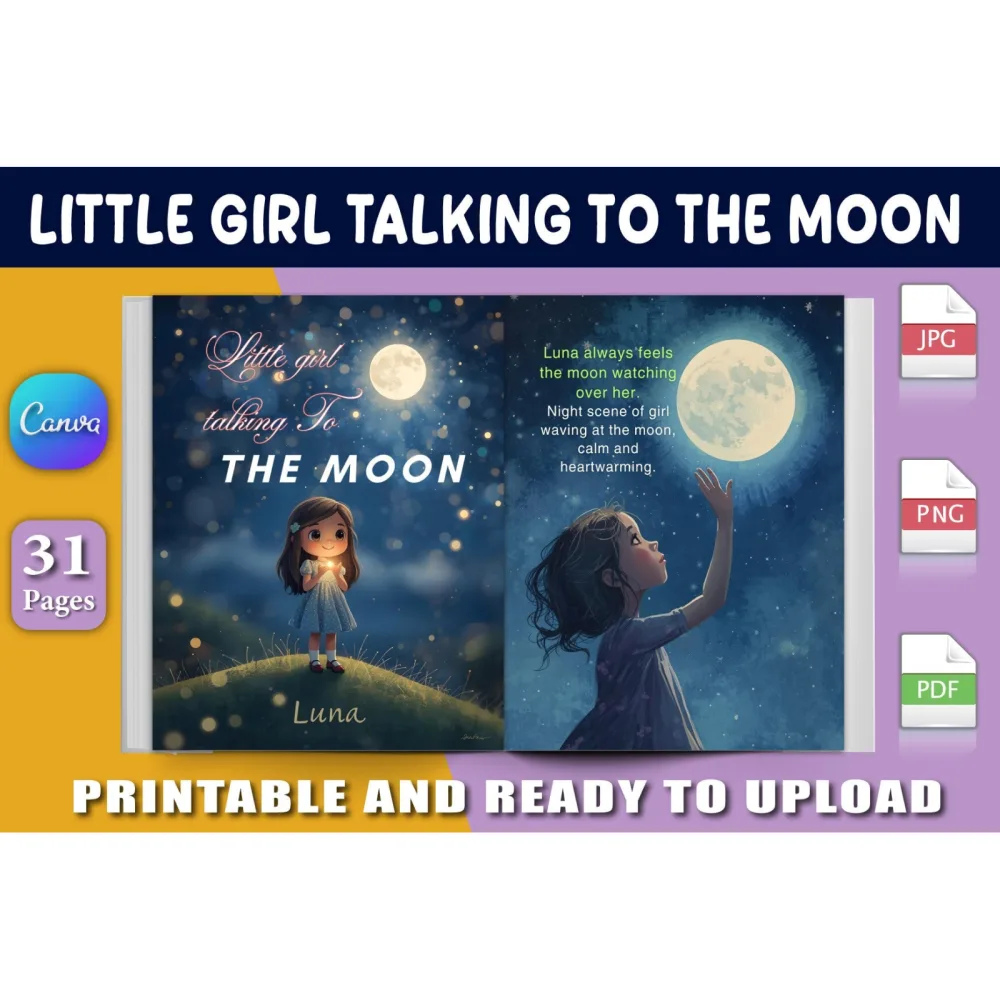 Little Girl Talking to the Moon