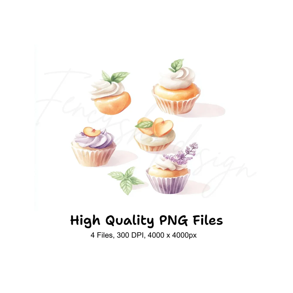 Delicate Cupcake Clipart Bundle