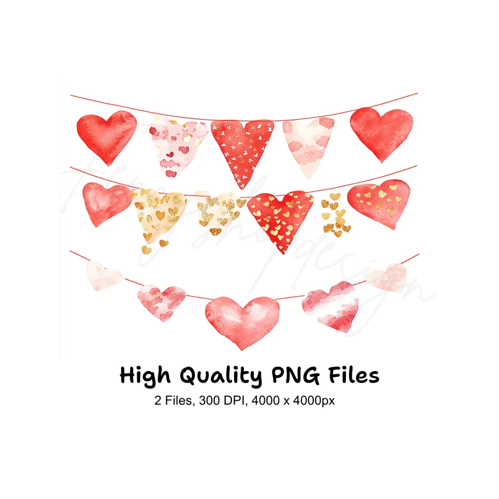 Valentine Heart Banners Clipart Bundle