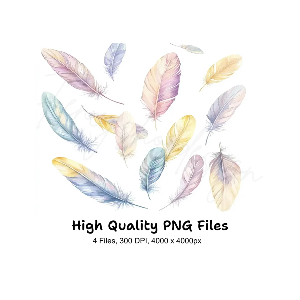 Soft Pastel Feather Clipart Bundle