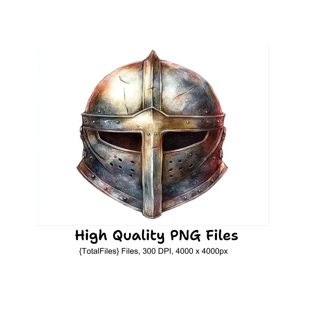 Medieval Knight Helmets Clipart Bundle