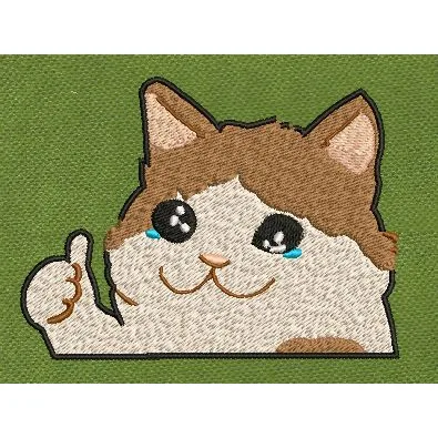 Funny Crying Cat Thumbs Up Embroidery Design