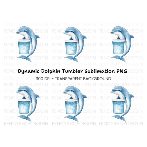 Cute Dolphin Holding Drink Clipart Bundle