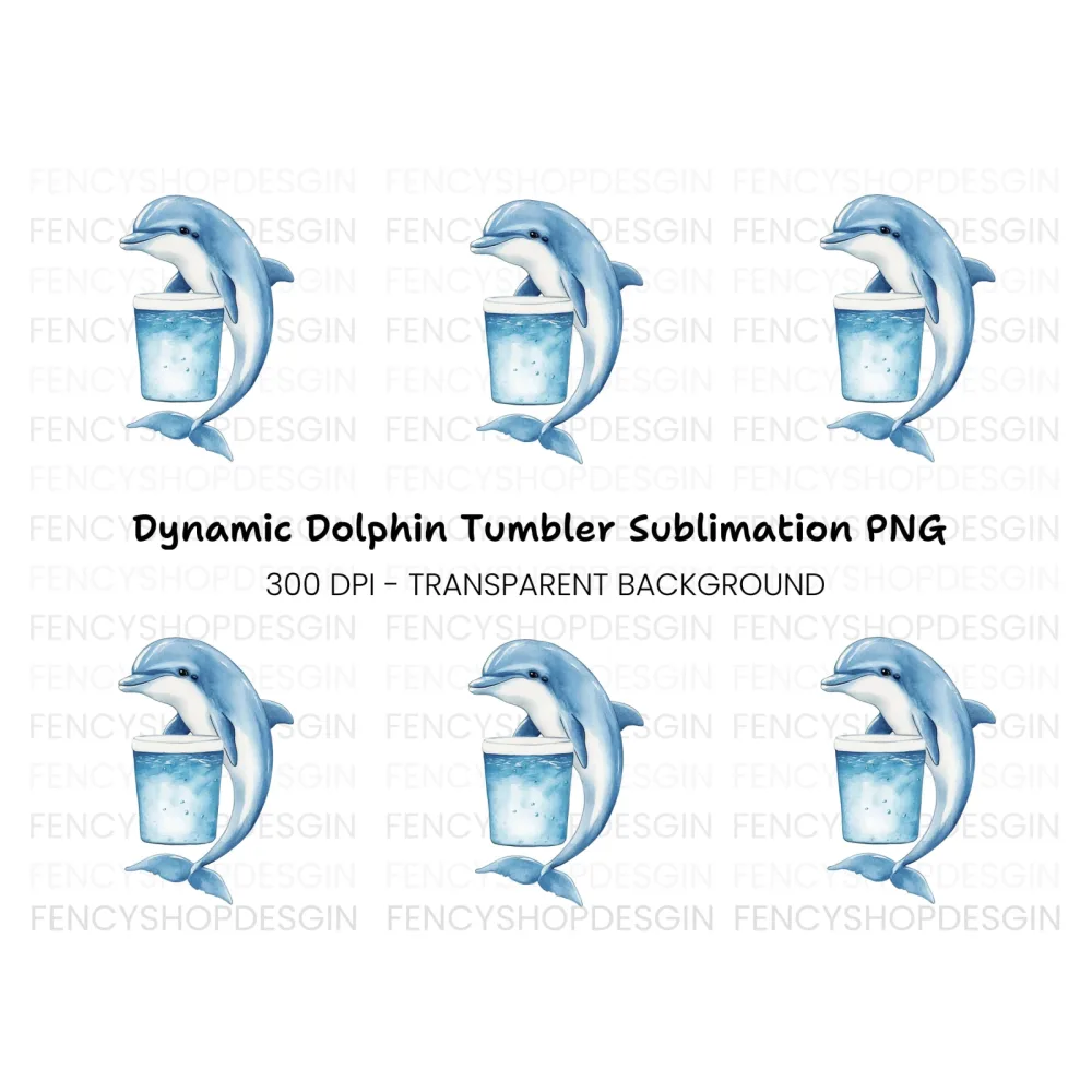 Cute Dolphin Holding Drink Clipart Bundle