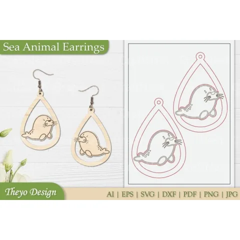 Sea Animal Earrings SVG Bundle