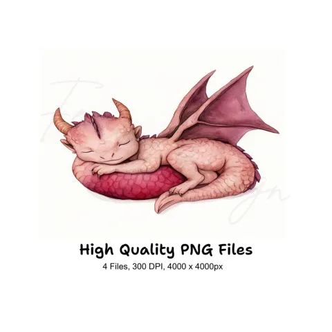 Cute Sleeping Dragon Clipart Bundle