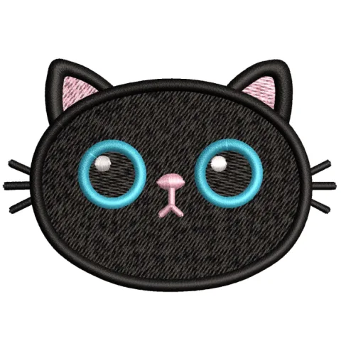 Black Cat Face Embroidery Design