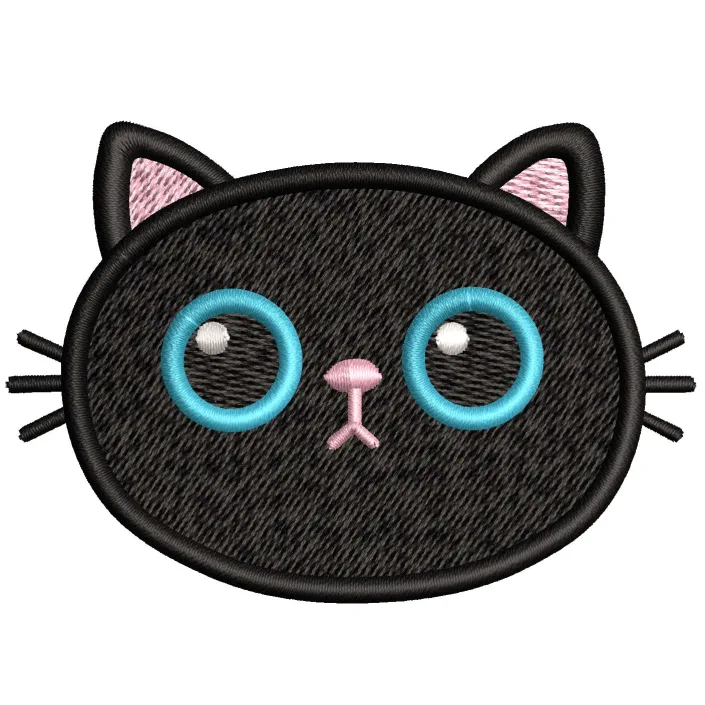 Black Cat Face Embroidery Design