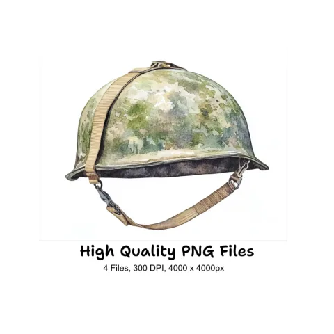 Vintage Military Helmets Clipart Bundle